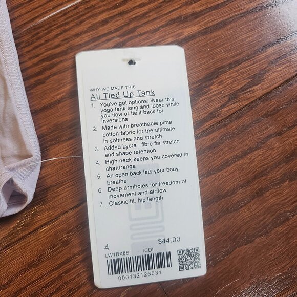 NWT Lululemon All Tied Up Tank Size 4 Light Purple Yoga Gym Athletic Top Open B - Picture 2 of 6